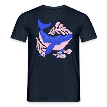 Pink and blue whale - Men's T-Shirt - navy - Front - AI Model Male 178 light (178cm)