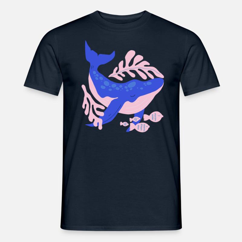 Rosa und blauer Wal - Männer T-Shirt - Navy