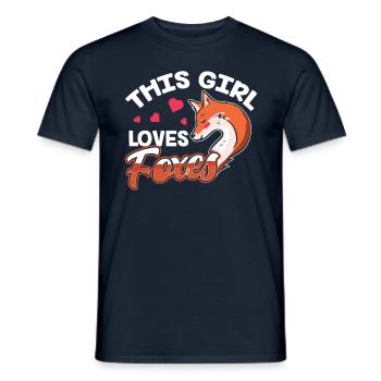 This girl loves foxes animal fox lover - Men's T-Shirt - navy - Front - AI Model Male 178 light (178cm)