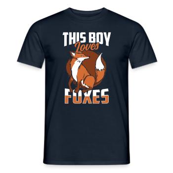 This boy loves foxes animal lover fox - Men's T-Shirt - navy - Front - AI Model Male 178 light (178cm)