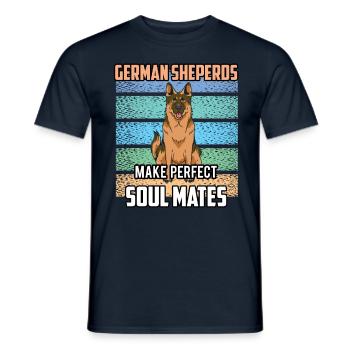 Bergers Allemands Âme Sœur Parfaite Mignonne - T-shirt homme - marine - Devant - AI Model Male 178 light (178cm)