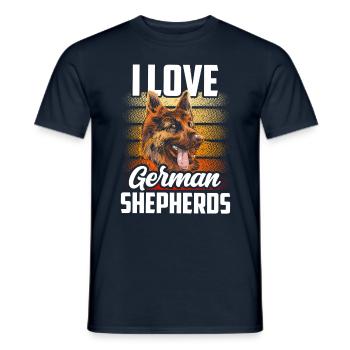 J’aime le chien de berger allemand mignon - T-shirt homme - marine - Devant - AI Model Male 178 light (178cm)