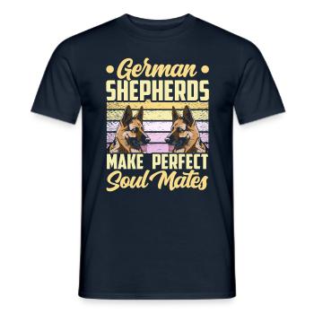 Bergers Allemands Âme Sœur Parfaite Mignonne - T-shirt homme - marine - Devant - AI Model Male 178 light (178cm)
