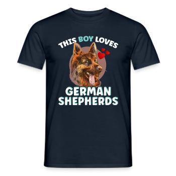 Ce garçon aime le chien de berger allemand mignon - T-shirt homme - marine - Devant - AI Model Male 178 light (178cm)