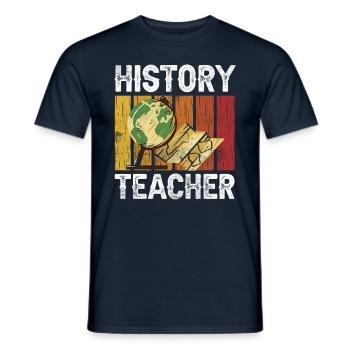 History teacher, teacher, history, historian - Men's T-Shirt - navy - Front - AI Model Male 178 light (178cm)