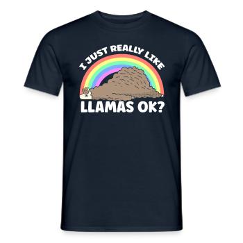 I just like llamas very much llama llama animal - Men's T-Shirt - navy - Front - AI Model Male 178 light (178cm)