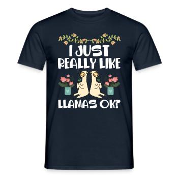 I just like llamas very much llama animal llama - Men's T-Shirt - navy - Front - AI Model Male 178 light (178cm)