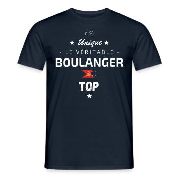 Le véritable Boulanger au top - T-shirt homme - marine - Devant - AI Model Male 178 light (178cm)