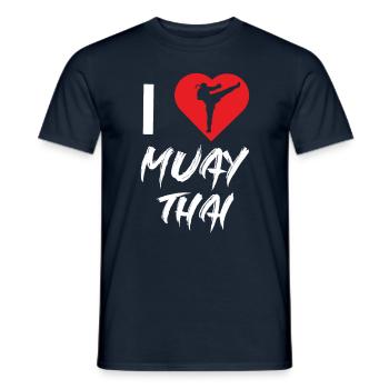 J’adore les combattants de combat d’arts martiaux Muay Thai - T-shirt homme - marine - Devant - AI Model Male 178 light (178cm)