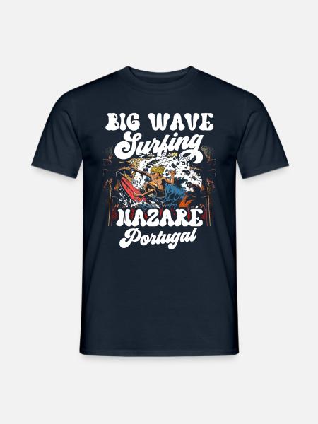 Big Wave Surfing Nazaré Portugal Surfer Surfen - T-shirt homme - marine