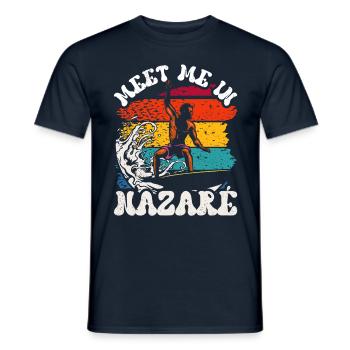 Meet me Surfing in Nazaré, Portugal Surfers - Men's T-Shirt - navy - Front - AI Model Male 178 light (178cm)