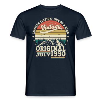 33rd Birthday Man Original July Vintage 1990 - Men's T-Shirt - navy - Front - AI Model Male 178 light (178cm)