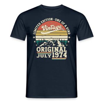 49th Birthday Man Original July Vintage 1974 - Men's T-Shirt - navy - Front - AI Model Male 178 light (178cm)