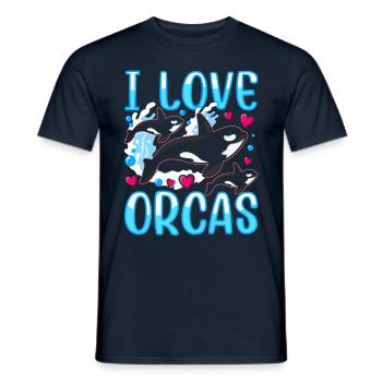 J’aime les orques mer protéger les orques baleines - T-shirt homme - marine - Devant - AI Model Male 178 light (178cm)