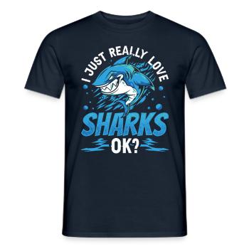 J’aime les requins vraiment ok requin requin dent de requin - T-shirt homme - marine - Devant - AI Model Male 178 light (178cm)
