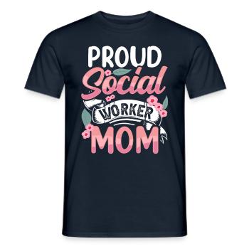 Fière travailleuse sociale, maman, mère, travail social - T-shirt homme - marine - Devant - AI Model Male 178 light (178cm)
