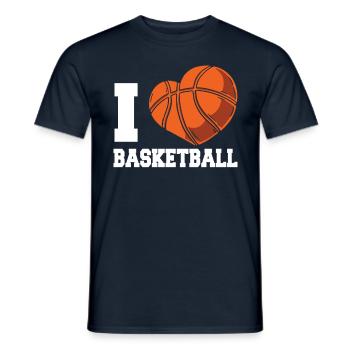 I love basketball team basketball players - Men's T-Shirt - navy - Front - AI Model Male 178 light (178cm)
