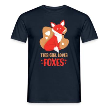 This girl loves foxes lover fox animal - Men's T-Shirt - navy - Front - AI Model Male 178 light (178cm)