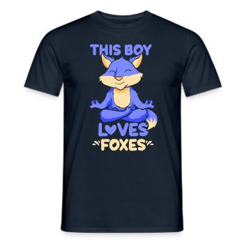 This boy loves foxes fox lover animal - Men's T-Shirt - navy - Front - AI Model Male 178 light (178cm)
