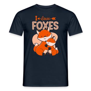 I Love Foxes Lovers Animal Fox Sayings - Men's T-Shirt - navy - Front - AI Model Male 178 light (178cm)