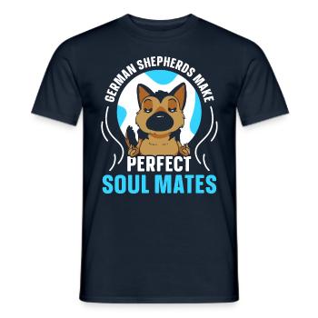 Bergers Allemands Âme Sœur Parfaite Mignonne - T-shirt homme - marine - Devant - AI Model Male 178 light (178cm)