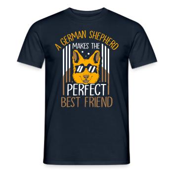 German Shepherd is perfect best friend - Men's T-Shirt - navy - Front - AI Model Male 178 light (178cm)