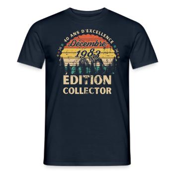 Anniversaire 40ans Décembre 1983 édition collector - T-shirt homme - marine - Devant - AI Model Male 178 light (178cm)