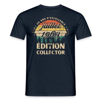 Anniversaire 60 ans juillet 1963 édition collector - T-shirt homme - marine - Devant - AI Model Male 178 light (178cm)