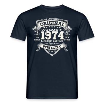 49 Birthday Man Original August Vintage 1974 - Men's T-Shirt - navy - Front - AI Model Male 178 light (178cm)