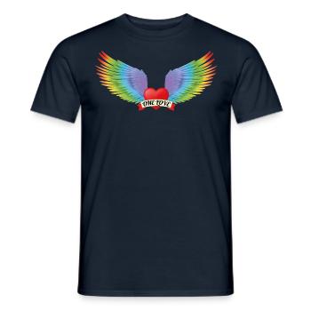 One Love Heart with Rainbow Angel Wings - Men's T-Shirt - navy - Front - AI Model Male 178 light (178cm)