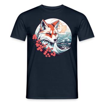 Anime Japan Kitsune Fox - Men's T-Shirt - navy - Front - AI Model Male 178 light (178cm)