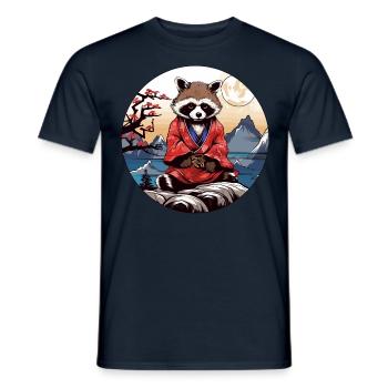 Japan Tanuki / Waschbär im Anime Stil - Männer T-Shirt - Navy - Vorne - AI Model Male 178 light (178cm)