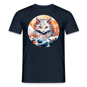 Kater aus dem Meer japanische Katze - Männer T-Shirt - Navy - Vorne - AI Model Male 178 light (178cm)