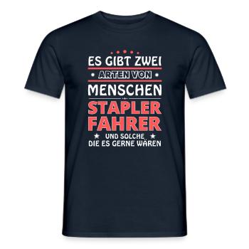 Es gibt zwei Arten von Menschen - Staplerfahrer - Männer T-Shirt - Navy - Vorne - AI Model Male 178 light (178cm)