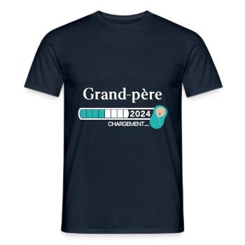 Grand père 2024 Chargement - T-shirt homme - marine - Devant - AI Model Male 178 light (178cm)