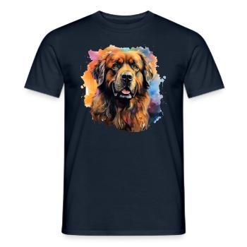 Leonberger Watercolor buntes Hundeportrait - Männer T-Shirt - Navy - Vorne - AI Model Male 178 light (178cm)