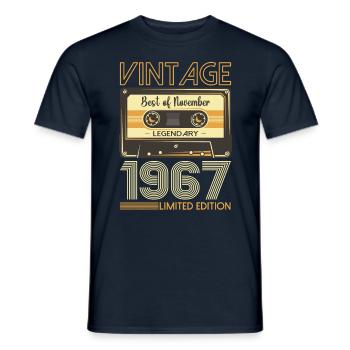 56e anniversaire Cassette novembre Vintage 1967 - T-shirt homme - marine - Devant - AI Model Male 178 light (178cm)