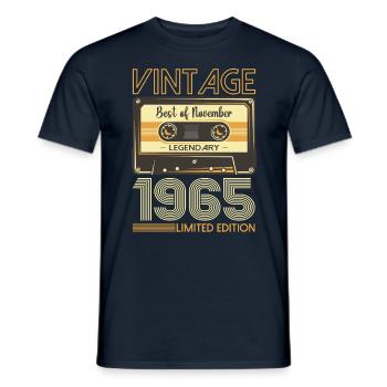 58th Birthday Cassette November Vintage 1965 - Men's T-Shirt - navy - Front - AI Model Male 178 light (178cm)