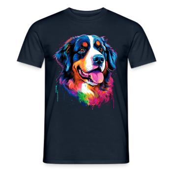 bunter Berner Sennenhund - bunte Hunde - Männer T-Shirt - Navy - Vorne - AI Model Male 178 light (178cm)