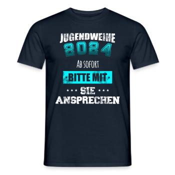 Jugendweihe 2024 - Bitte mit Sie ansprechen - Männer T-Shirt - Navy - Vorne - AI Model Male 178 light (178cm)