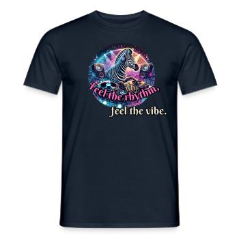 Feel the rhythm - Zebra at the DJ booth - Men's T-Shirt - navy - Front - AI Model Male 178 light (178cm)