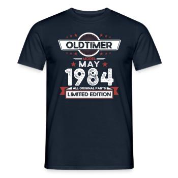 40th Birthday Man Vintage May Vintage 1984 - Men's T-Shirt - navy - Front - AI Model Male 178 light (178cm)