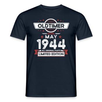 80e anniversaire homme Vintage Mai Vintage 1944 - T-shirt homme - marine - Devant - AI Model Male 178 light (178cm)