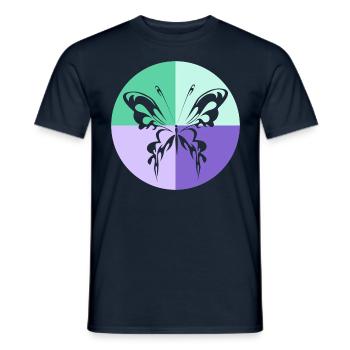 Quatuor de papillons Vert Violet - T-shirt homme - marine - Devant - AI Model Male 178 light (178cm)