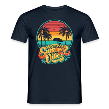 Sunset summer vibes - Men's T-Shirt - navy - Front - AI Model Male 178 light (178cm)