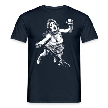 Skaterin im Fall – Hingabe & Härte Shirt - Männer T-Shirt - Navy - Vorne - AI Model Male 178 light (178cm)