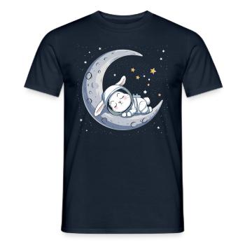 Cute Moon Bunny – Dreamlike Astronaut Journey - Men's T-Shirt - navy - Front - AI Model Male 178 light (178cm)