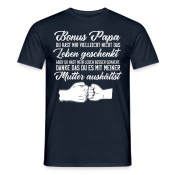 Bonus Papa Stiefvater Tochter Sohn Vatertag - Männer T-Shirt - Navy - Vorne - AI Model Male 178 light (178cm)
