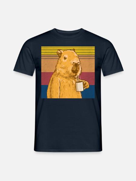 Capybara mit Kaffee - Männer T-Shirt - Navy