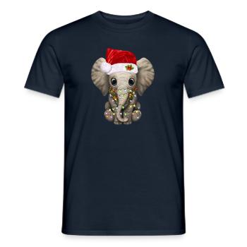 Netter Elefant Weihnachtslichter Lustiges Xmas Ges - Männer T-Shirt - Navy - Vorne - AI Model Male 178 light (178cm)